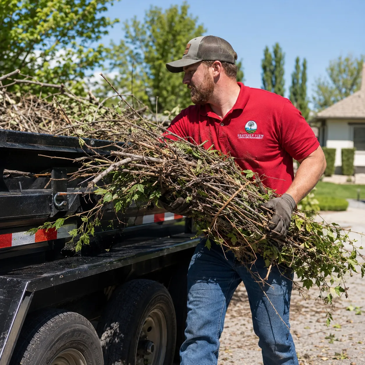 Hauling cut branches off a residential property
